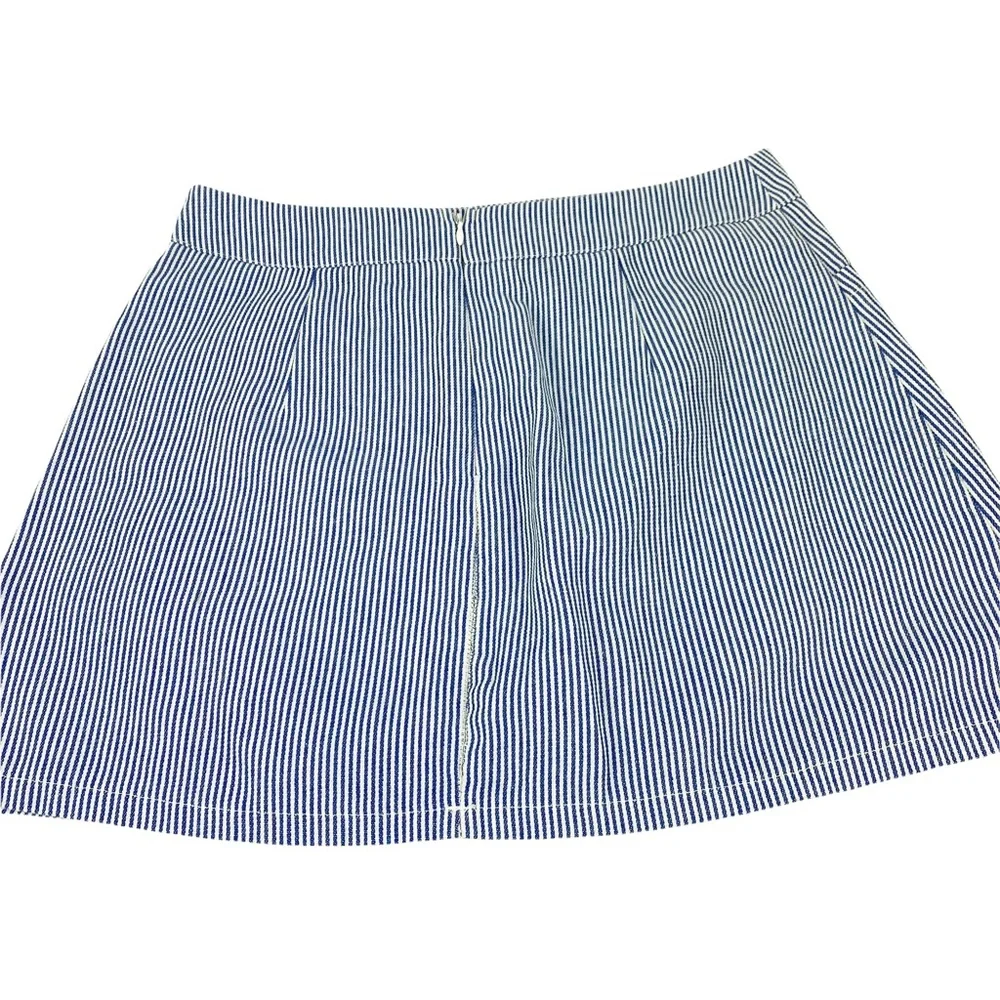 Seek The Label Blue White Pinstripe Mini Skirt Small - Picture 9 of 10